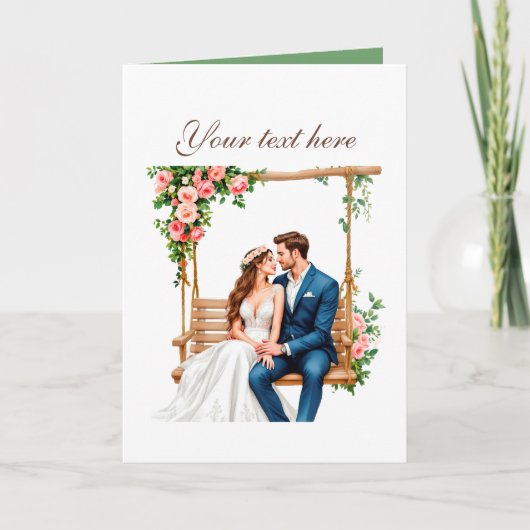 Cute Wedding couple customizable カード (正面)