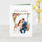 Cute Wedding couple customizable カード (黄色い花)