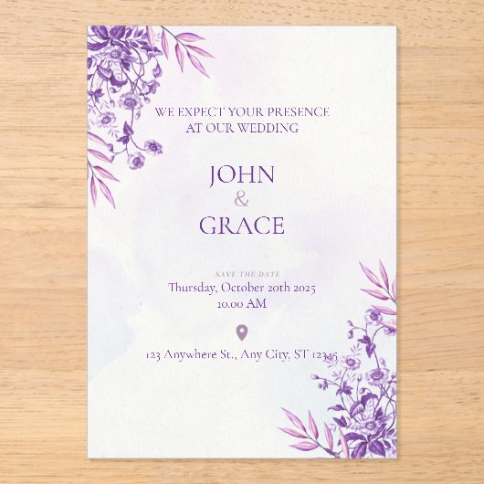 CUTE wedding invitation card アクリル招待状 (正面)