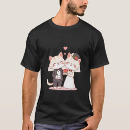 Cute Wedding Kittens Bride and Groom Love Art 💒🐾 Tシャツ