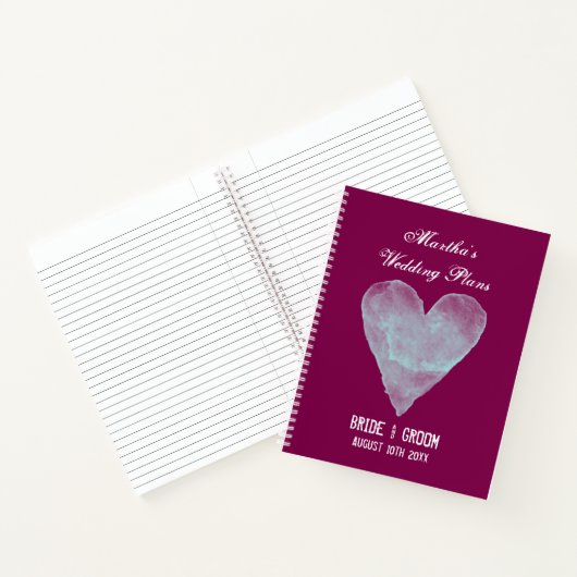 Cute wedding notebook with rustic watercolor heart ノートブック (内部)