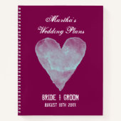 Cute wedding notebook with rustic watercolor heart ノートブック (正面)