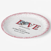 Cute Wedding Paper Plates with Heart Shaped Photo ペーパープレート (アングル)