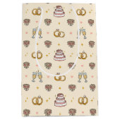 Cute Wedding Rings and Champagne Gift Bag ミディアムペーパーバッグ (正面)