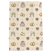 Cute Wedding Rings and Champagne Gift Bag ミディアムペーパーバッグ (裏面)