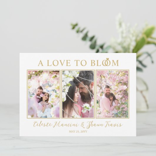 Cute Wedding Rings Luxurious 3 Multi Photos  招待状 (スタンド正面)