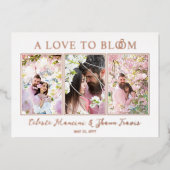 Cute Wedding Rings Luxurious 3 Multi Photos 箔招待状 (正面)