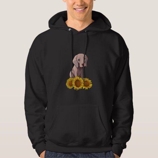 Cute Weimaraner Dog Sunflower Graphic for Women Fl パーカ (正面)