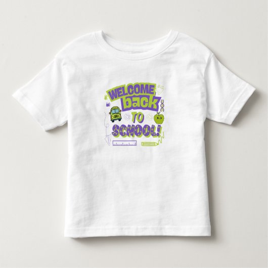 Cute Welcome Back To School Purple Green トドラーTシャツ (正面)