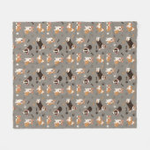 Cute Welsh Corgi Pattern Soft Fleece Throw Blanket フリースブランケット (正面(横))