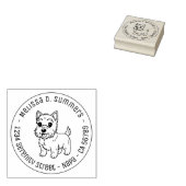 Cute West Highland Terrier Dog Round Address ラバースタンプ (押印)