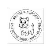 Cute West Highland Terrier Dog Round Address ラバースタンプ (インプリント)