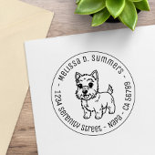 Cute West Highland Terrier Dog Round Address ラバースタンプ