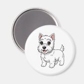Cute West Highland White Terrier Dog マグネット (正面/裏面)