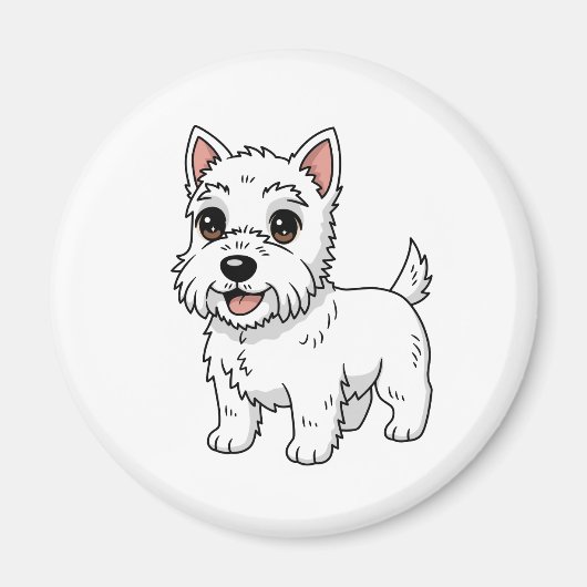 Cute West Highland White Terrier Dog マグネット (正面)