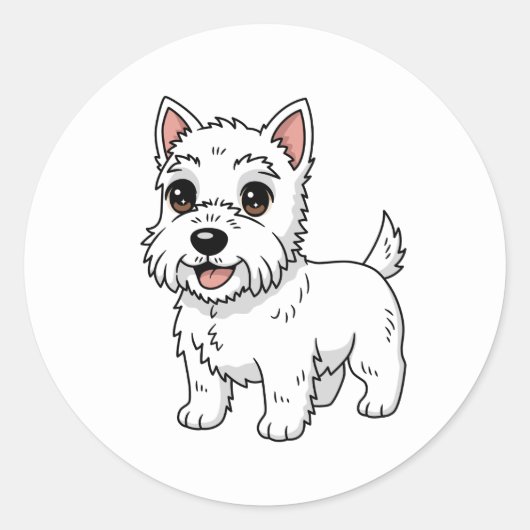 Cute West Highland White Terrier Dog ラウンドシール (正面)