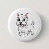 Cute West Highland White Terrier Dog 缶バッジ (正面)