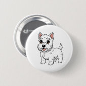 Cute West Highland White Terrier Dog 缶バッジ (正面&裏面)