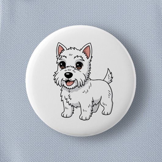 Cute West Highland White Terrier Dog 缶バッジ