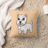 Cute West Highland White Terrier Dog Beige クッション (ブランケット)