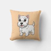 Cute West Highland White Terrier Dog Beige クッション (正面)