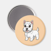 Cute West Highland White Terrier Dog Beige マグネット (正面/裏面)