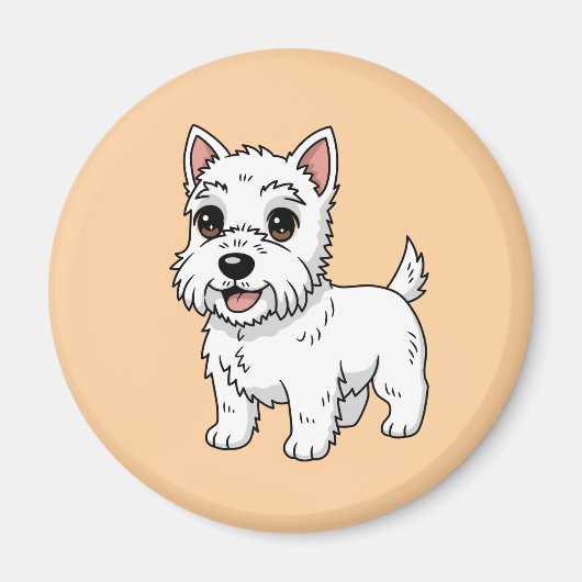 Cute West Highland White Terrier Dog Beige マグネット (正面)