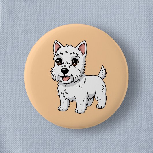 Cute West Highland White Terrier Dog Beige 缶バッジ