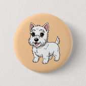 Cute West Highland White Terrier Dog Beige 缶バッジ (正面)
