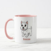 Cute West Highland White Terrier Dog Custom Name マグカップ (左)