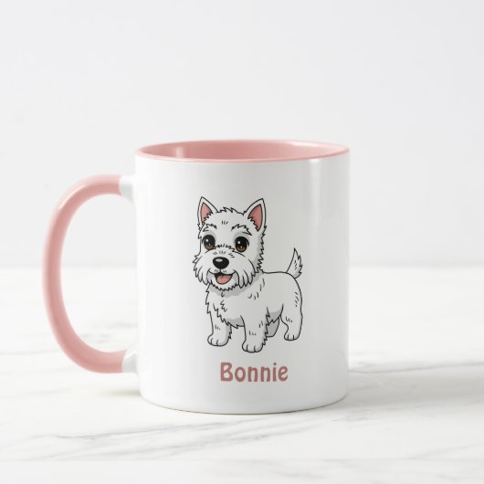 Cute West Highland White Terrier Dog Custom Name マグカップ (左)