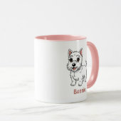 Cute West Highland White Terrier Dog Custom Name マグカップ (正面右)