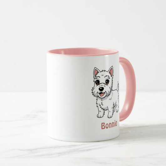 Cute West Highland White Terrier Dog Custom Name マグカップ (正面右)