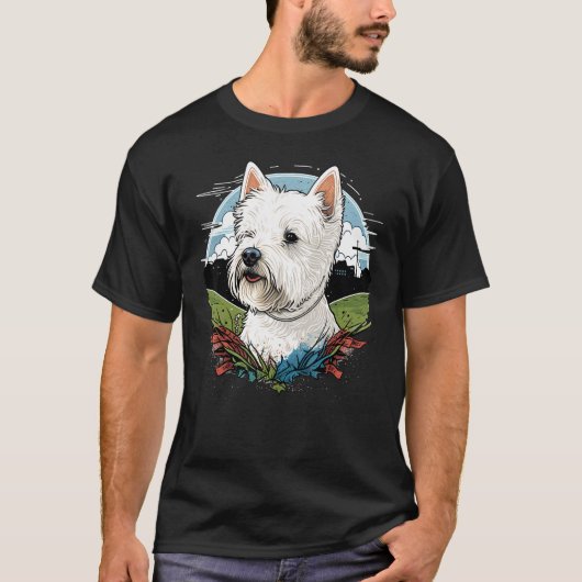 Cute West Highland White Terrier Dog on Westie  1 Tシャツ (正面)