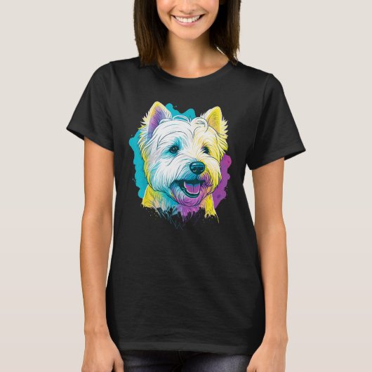 Cute Westie Dog on West Highland White Terrier Lov Tシャツ (正面)