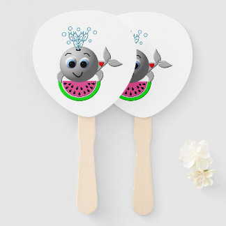 Cute Whale and Watermelon ハンドファン