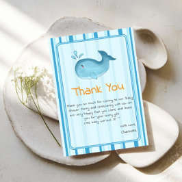 Cute Whale Baby Shower サンキューカード