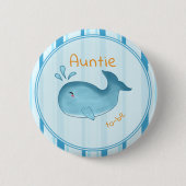 Cute Whale Baby Shower Auntie-to-be 缶バッジ (正面)