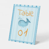 Cute Whale Baby Shower Table Numbers 台座サイン (正面)