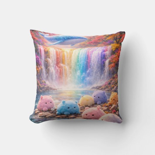 Cute Whale Fantasy Kids Pillow Colorful Dream クッション (正面)