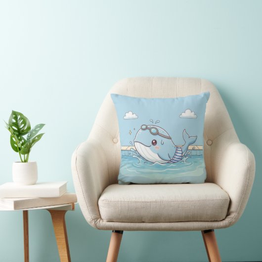 Cute Whale Kids Swimming Design クッション (椅子)