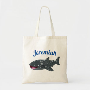 Cute whale shark happy cartoon illustration トートバッグ