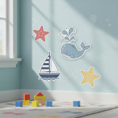 Cute Whale, Starfish & Sailboat ID1251 シール