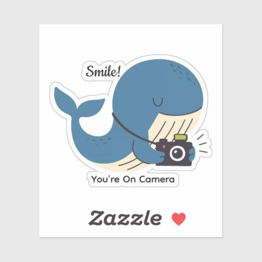 Cute Whale with Camera シール (シート)