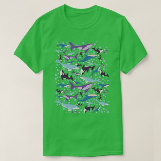 Cute Whales pattern design Tシャツ (デザイン正面)