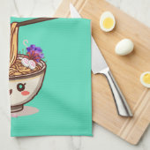 Cute "What's For Dinner?" Mint Green Ramen Bowl  キッチンタオル (四つ折り)