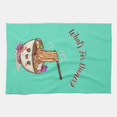 Cute "What's For Dinner?" Mint Green Ramen Bowl  キッチンタオル (横)