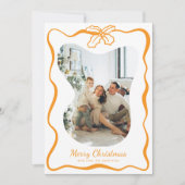 Cute Whimsical 4 Photo Doodle Poinsettia Christmas シーズンカード (正面)