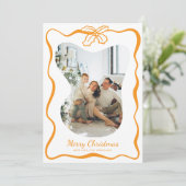 Cute Whimsical 4 Photo Doodle Poinsettia Christmas シーズンカード (スタンド正面)