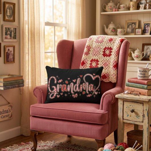 Cute, whimsical and warm Grandma Accent Pillow アクセントクッション